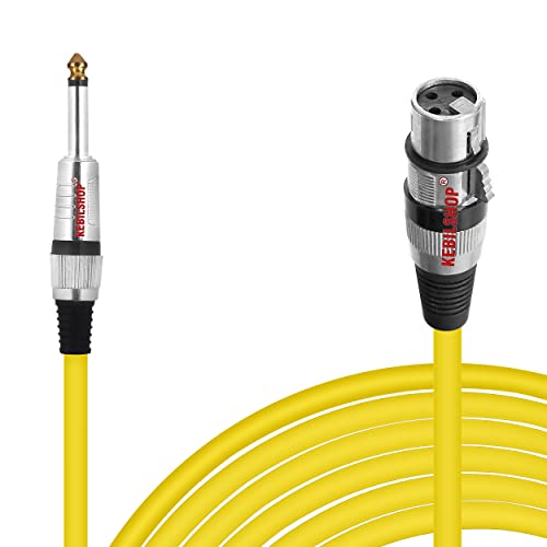 Image of Microphone Cable 3 Pin XLR Female to 1 /4 inch TS 6.35 mm Male 5 Meter /16 Feet, TS to XLR Female Cable For Dynamic Microphone,Amplifier... (YELLOW)