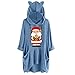 T-shirts à capuche pour femme avec oreilles de renne de Noël mignonnes en forme de cerf plissé à manches longues avec poche avant et dos court pour femme, 1283 - Bleu, XL