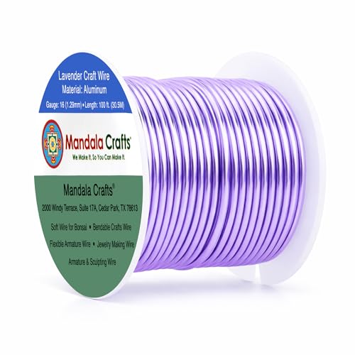 Image of Mandala Crafts 16 Gauge Lavender Anodized Aluminum Craft Wire, 100 FT | Colored, Flexible, Bendable, for Bonsai, Armature, Sculpting, Wire Wrapping, Jewelry Making, Weather & Tarnish Resistant