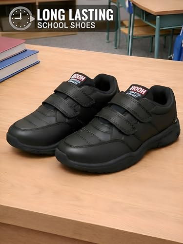 Image of HOOH Kids Unisex School Shoes Double Hook and Loop Strap Long Lasting