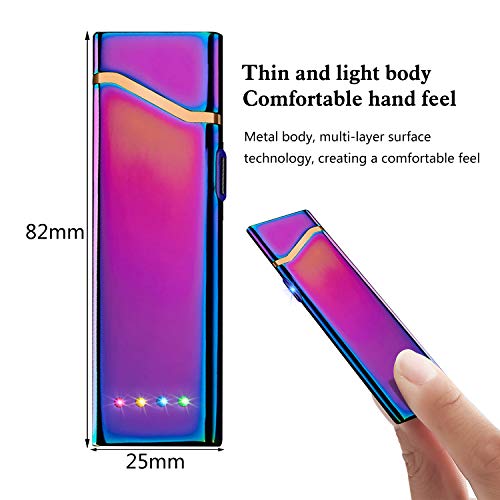 Electronic Cigarette Lighter, Electric USB Lighter Windproof Rechargeable Slim Coil Lighter with Smart Fingerprint Sensor Double Side Ignition,Power Indicator Flameless Boyfriends Gifts