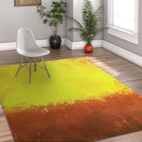 Tapis minimaliste à blocs de couleur 120x180cm jaune et rouge - 4
