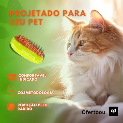 Escova Elétrica Tira Pelo 3 em 1 Recarregável via USB – Splay Massagem Premium para Gatos e Cães