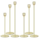 Ohtomber Gold Taper Candle Holder - 6PCS Candlestick Holders, Candlesticks Centerpiece Wedding Table Decor, Fit Pillar 3/4' Thick Tapered & Led Candles