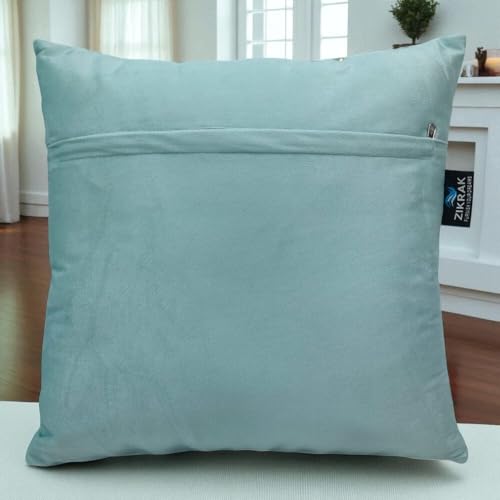 Image of Home Velvet Cushion Cover with Golden Stripes, Aqua Pack of 5, 16x16 to 26x26 Inch (Aqua, 20x20in)