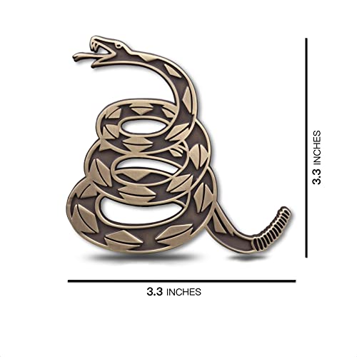 Dont Tread On Me Metal Car Sticker, Gadsden Flag Auto Emblem, 3D Snake Decal For Automotive, Truck, Motorcycle (Bronze) #TOP5