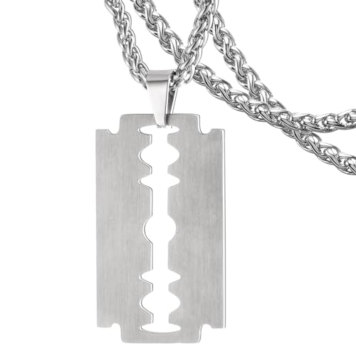 Collar punk, lámina de acero inoxidable/cuchilla/daga/cuchillo/colgante de grifo, con cadena de 22 pulgadas, collar cool hip - hop, regalo para hombres y mujeres