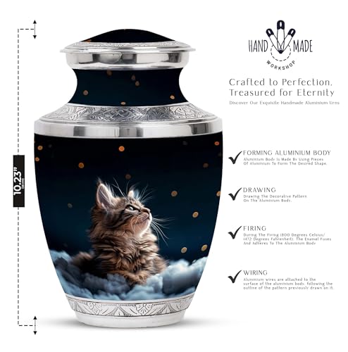 Image of Stargazer's Pet Urn Cat Urns for Ashes - Urns for Burial - Urns for Sale - Cremation Companion Urns - Funeral Ashes Urn - Cremains Containers (10 inch)