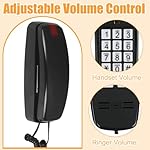 Saysurey-2-Pcs-Wall-Landline-Phone-Corded-Home-Phone-with-Large-Button-Loud-Volume-Visual-Ringer-Mini-Telephone-for-Bathroom-Kitchen-Office-Hotel-Black