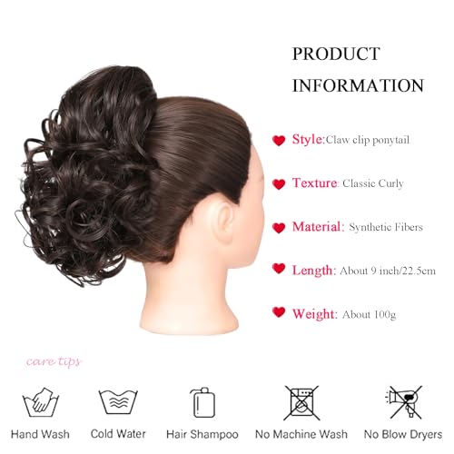 25cm Wavy Claw Clip on Ponytail Hair Extensions - Image 2