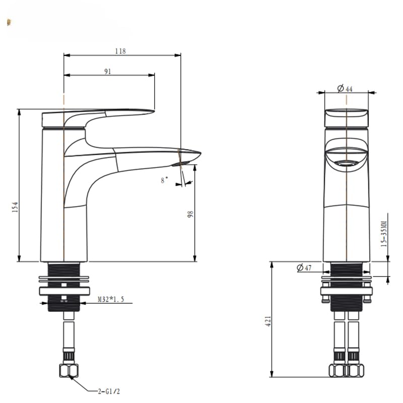 Grifo de lavabo de latón para reformas de baños modernos y funcionales 2
