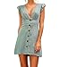 Produktbild Kleider Damen Sommer Elegant Knielang Festlich Hochzeit Rockabilly Knöpfe Sommer Abend Party Kleid Grün (Grün, M)