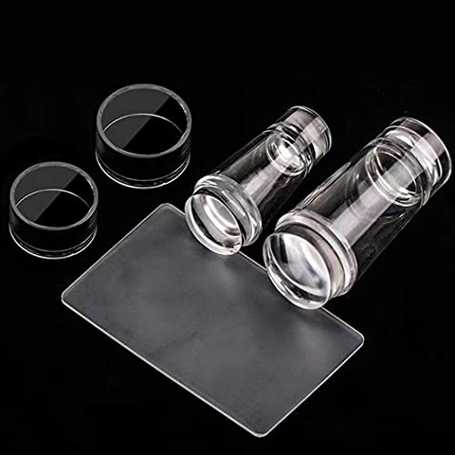 4 Pcs Clear Silicone Jelly Stamper For Nails, Nail Stamper And Scraper, Nail Design Stamp Kit, No Misplacement Professional Stamping Polish Sett For Diy Nail Decor(Double Stamping Head Design) #TOP2