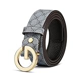 VANNANBA Men's Fashion Leather Belt for Jeans Dress with Golden Designer Buckle(34