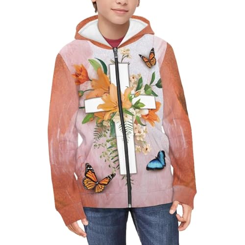 Xoenoiee Kids Zip Up Hoodies Unisex Long Sleeve Boy Girl Hooded Sweatshirt Jackets Streetwear