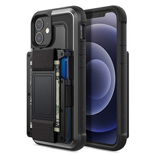 Best Cyber Deals 🔥 Raptic Shield Wallet, Compatible with iPhone 12 Mini – Drop Protective iPhone Case + Removable Minimalist Metal RFID Blocking Credit Card Holder with Cash Strap, Black
