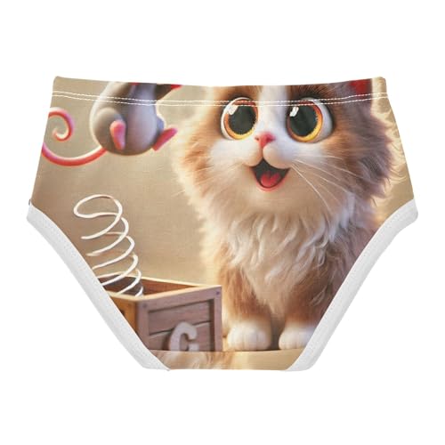 Cotton Toddler Underwear Custom Playful Cat Surprise Cute Girl Panties Cute Designer Kids Undies Briefs 2t2