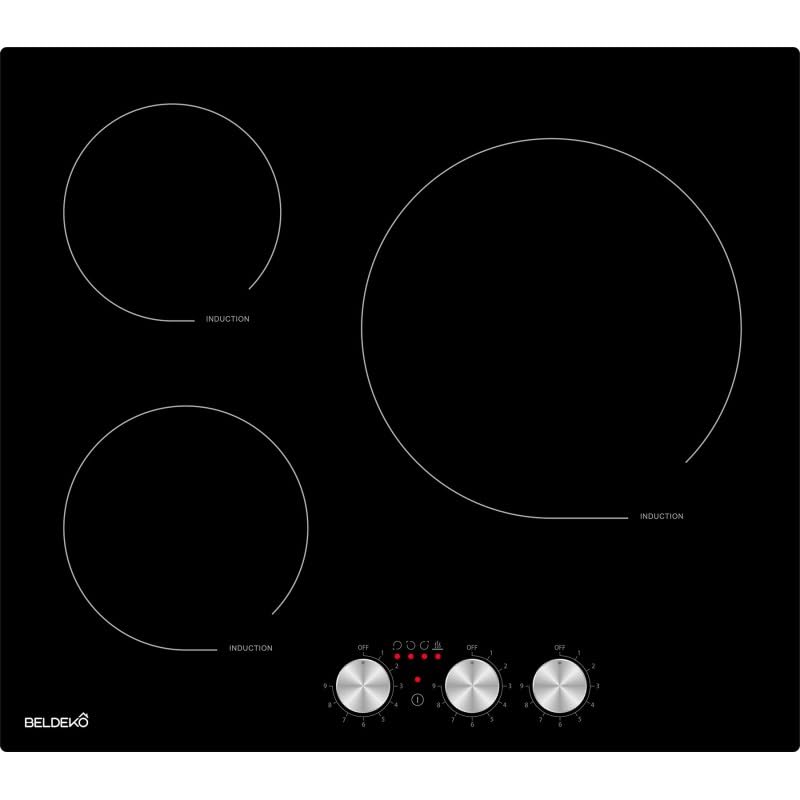 Plaque à Induction 59 cm - 3 Foyers, 5500 W, Commandes par Manettes - Beldeko