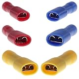 Flachsteckhülsen Vollisoliert mit Querschnitt von 0,5mm² - 6 mm² Kabelschuhe Kabel weibliche Steckverbinder Sortiment Set 10-100 Stück (10, Rot: 5,0mm / 0,5-1,5mm²)