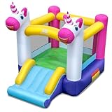 COSTWAY Castello Gonfiabile per Bambini, Casa Gonfiabile Unicorno per bambini con Scivolo ...
