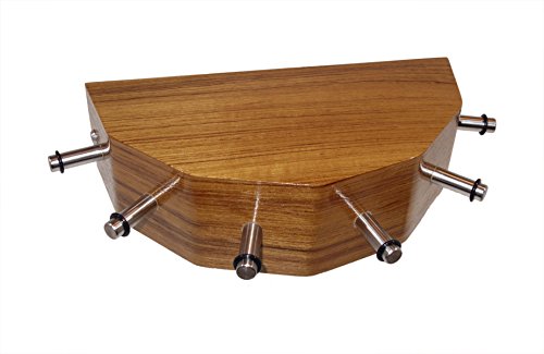 Consola para llaves con 6 ganchos de acero y madera teca 4