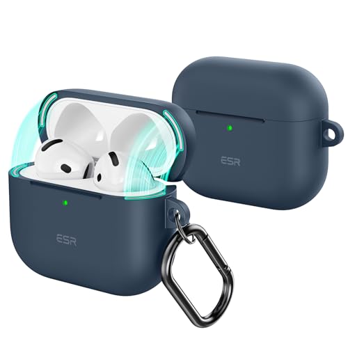 Image of ESR for AirPods 4 Case, Compatible with AirPods 4th Generation Case (2024) (USB-C), Magnetic Lid Lock, Full Drop Protection Cover, Cloud Soft Case, Navy Blue