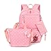 MCUILEE Conjunto de 3 Polka Dot Lindo Las Mochilas Escolares Universidad/Bolsas Escolares/Mochila niños niñas Adolescentes + Bolsa de Mano + Bolsa de lápiz, Rosa