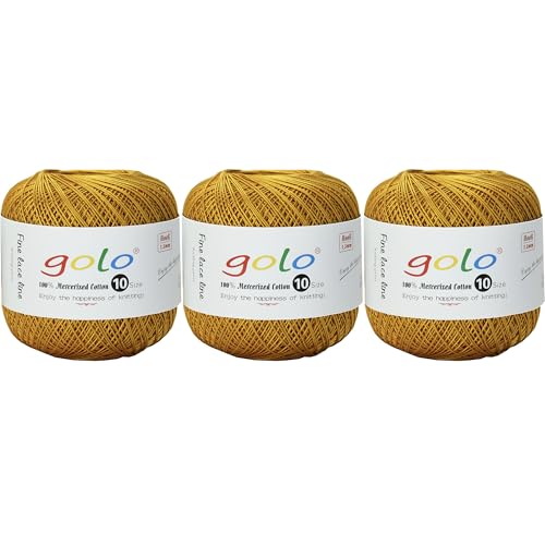 Image of golo 3 Balls Crochet Thread Size 10 Crochet Yarn for Hand Knitting 603