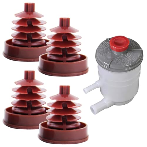 4PCS Power Steering Reservoir Cap, Power Steering Pump Reservoir Cap Plug Cover 53697-Sb3,Power Steering Pump Plug Cover Compatible with Honda Accord Odyssey Crv Civic Rd5/7 (Red)