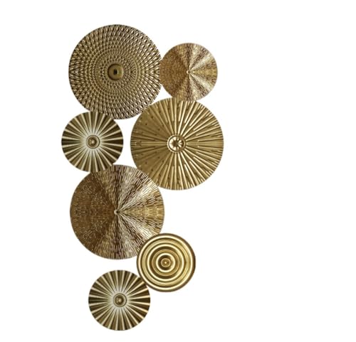 YUNYIDIANZI Large and Small Gold Metal Wall Decorative Circle Hangings - Modern Wall Sculptures for Living Room or Dining Room