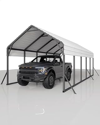 GarveeLife 13'x26'x11' Oversized Metal Carport, Steel Heavy Duty Car Ports for All-Weather, Tall Carport for Full-Size Pickup Trucks, Boats, and Tractors, N.W. 780 Lbs