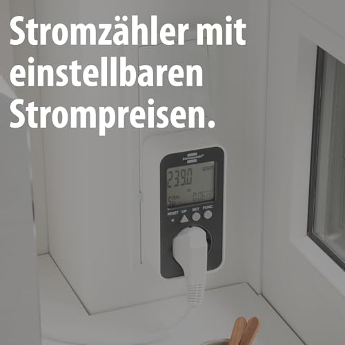Brennenstuhl Ecolor Energiemessgerät ECL EM-2 (Strommessgerät/Stromzähler Steckdose mit erhöhtem Berührungsschutz, Energiekostenmessgerät mit 2 individuell einstellbaren Stromtarifen)