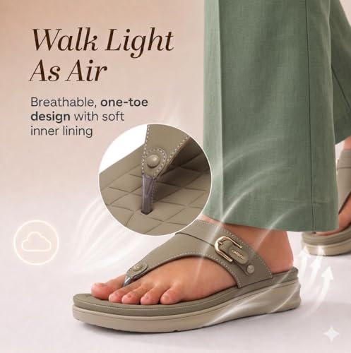 Image of Carrito, Women Wedge Heels Thong Sandals| Comfortable Flats Sandals | Comfort Orthopaedic Sandals for Women| Doctor Slippers /Flip-Flops | Arch Support & Heel Cushion | Lightweight Anti-Skid Sole | Ultra-Cushioned Shock Absorbing Footbed | Available in Open Toe & Toe Separator Style