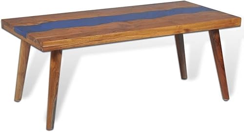 Miniatura 7 de mesa de Centro para sala Mesas de centro Mesa de centro de resina de teca de 39.4 x 19.7 x 15.7 pulgadas, adecuada para salas de estar, balcones,