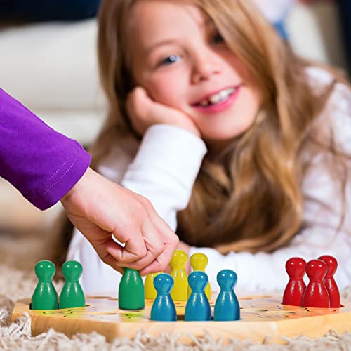 STOBOK 50Pcs Wooden Pawns, Multicolor Board Game Pieces with 2 Dice, Tabletop Game Markers - Image 3