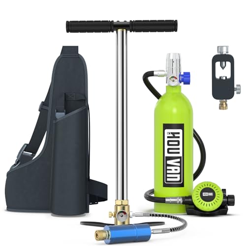 HOUVAN H400 Mini Scuba Tank 1.0L Scuba Tank Up to 20 Minutes Underwater Breathing Portable Diving Tank with On-Off Valve Reusable Pony Bottle for Underwater Exploration Emergency/Recreation,C-G