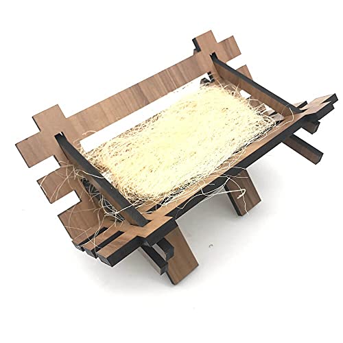 Manjedoura Com Palha Para Imagem Do Menino Jesus De Até 15 Cm