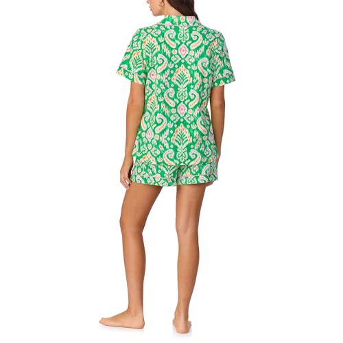 Image of Bed Head PJs Organic Cotton Short Sleeve Button Down Pajamas for Women Set | Womens Pajama Sets Matching 2 Piece PJ Shirt & Shorts with Pockets - Soft Cozy Jersey Sleepwear & Loungewear