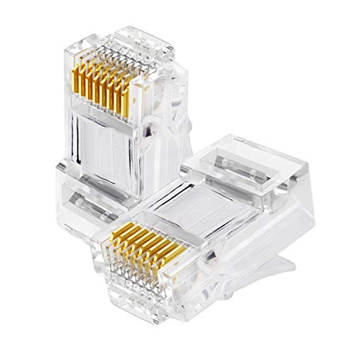 RJ45 Cat6 Connectors Ethernet Cable Crimp Ends UTP Network Plug for Solid Wire and Standard Cable(2 Packs)