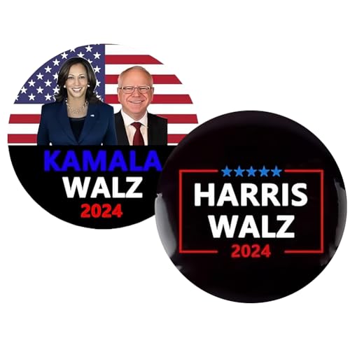 GETBSTOOP Harris Walz 2024 Kamala Harris Tim Walz pour épingles de président et Badges circulaires de boutons, épingles de poitrine rondes, décor de broche