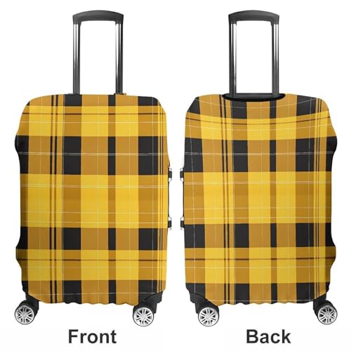 Plaid Checkered Yellow Travel Luggage Cover for Suitcase 19-32 Inches Elastic Washable Baggage Protector3