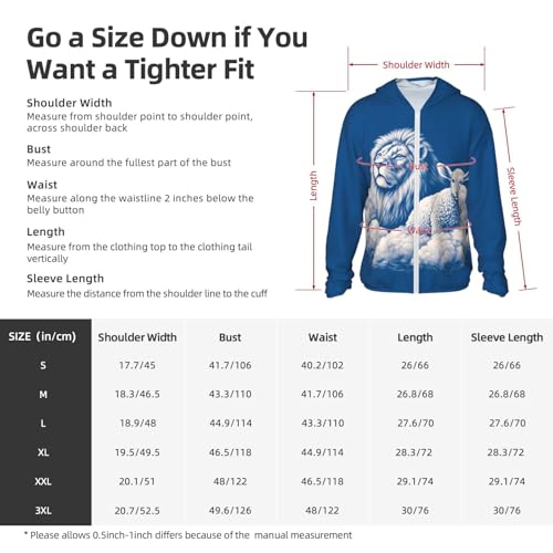 Sun Protection Hoodie Shirt Lamb with A Lion On The Clouds UPF 50+ Long Sleeve Outdoor Rash Guard for Men Women2