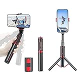 Gimbal Stabilizer, UPXON 360° Rotation Selfie Stick Tripod Phone Holder with Wireless Remote, Auto Balance 1-Axis Stabilizer for Smartphones and GoPro Tiktok Vlog Youtuber Live Video Record