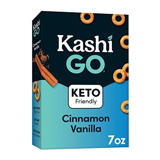 Kashi GO Breakfast Cereal, Vegan Protein, Keto Friendly Cereal, Cinnamon Vanilla, 7oz Box (1 Box)
