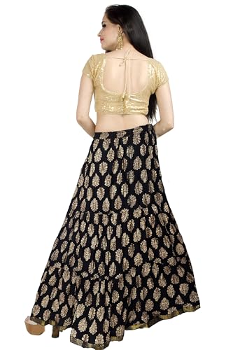 Chandrakala Flowy Long Skirt for Women A Line Casual Beach Party Holiday Maxi Skirts (S113-P)3