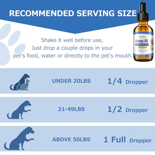 Image of ICYAIR Pet Hemp Oil for Dogs and Cats Help Anxiety Stress Pain Hip Joint Skin Allergies Seizures Relief, Aid Calming Relax Sleep,Organic Hemp Oil Drops for Dog Cat (60mlx2Pack)