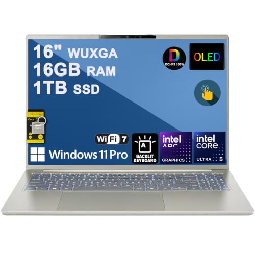 Image of Acer Swift 16 AI Laptop 16 inch 2k WUXGA OLED Touch 100% DCI-P3 Intel 6-core Ultra 5 322 (Up to 46 Tops) 16GB RAM 1TB SSD Backlit Thunderbolt for Creator Designer Business Professional Win11Pro ICP Hub