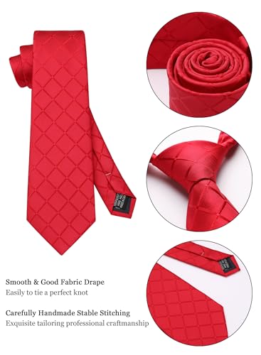 Image of Striped Plaid Polka Dot Mens Tie Formal Necktie Pocket Squares Ties Clips Cufflinks Classic for Men Set