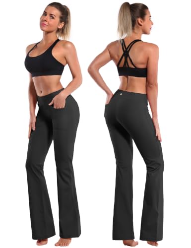 Image of BUBBLELIME Women Out Pockets High Waist Bootlegs Tummy Control Yoga Flared