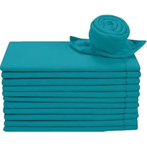 Cocktails napkins with hemstitched with decorative holes on selvedge 18×18 tealwedding napkinsfabric napkinscotton napkins mitered cornersthanksgiving machine washable dinner napkinsset of 12  urban country home decor